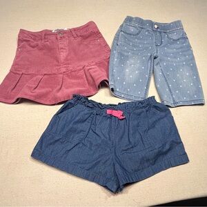 Girls size 7 Set of 3 - 2 Shorts and 1 Corduroy Skirt.